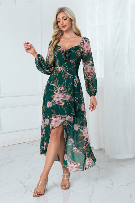 Robe Longue Verte À Fleurs