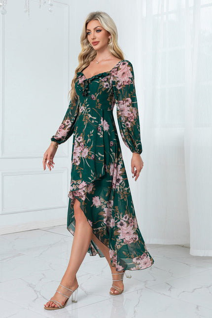 Robe Longue Verte À Fleurs - gallery 3