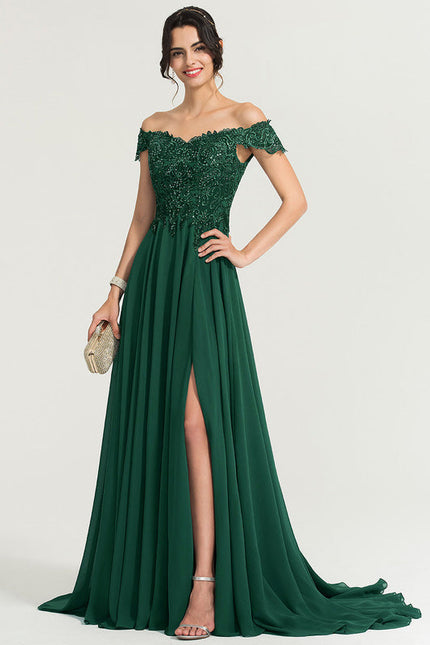 Robe Élégante Traîne Verte Scintillante