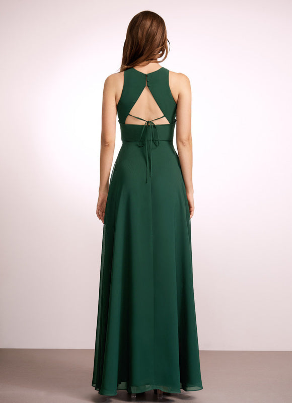 Robe Fluide Chic Col Montant Vert - gallery 3