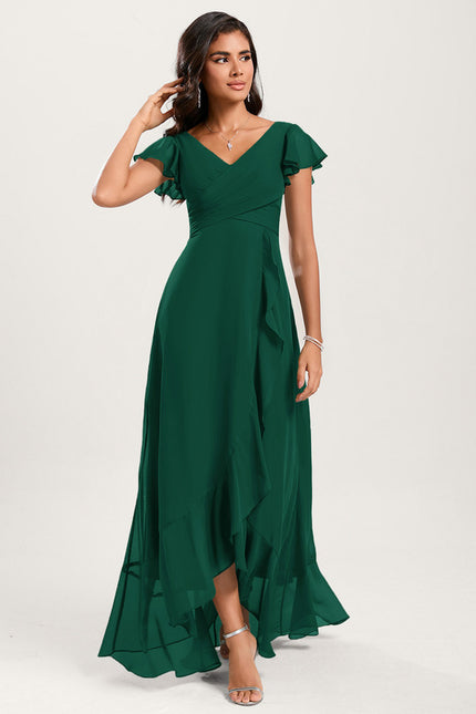 Robe Fluide Vert À Volants Élégante - gallery 4