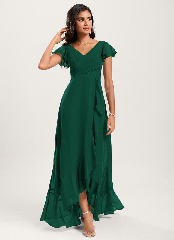 Robe Fluide Vert À Volants Élégante - gallery 4