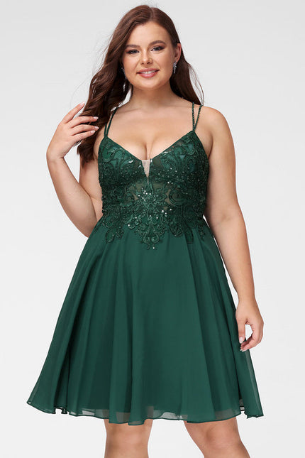 Robe Trapèze Verte Satinée - gallery 6