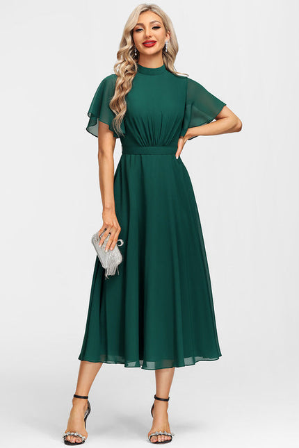 Robe Élégante Col Montant Fluide - gallery 1