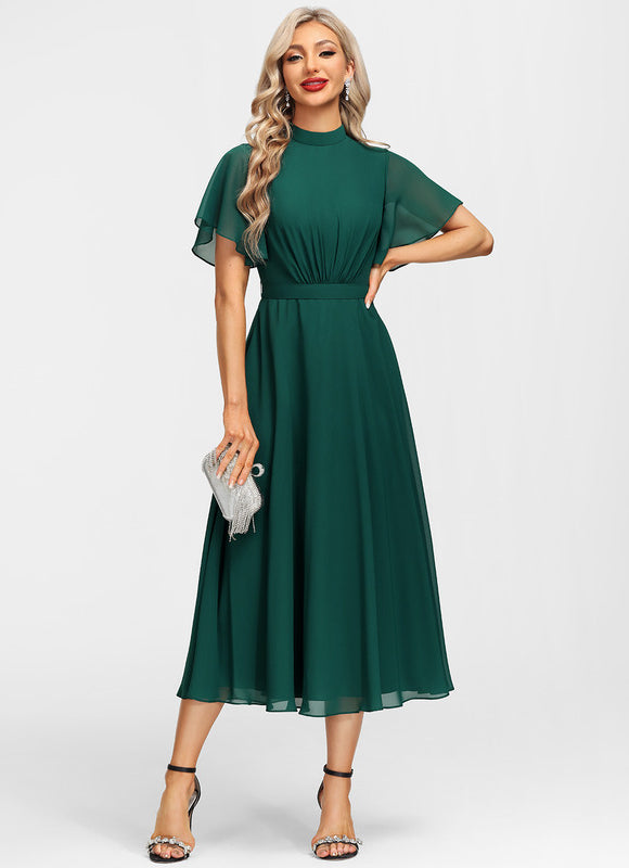 Robe Élégante Col Montant Fluide - gallery 1