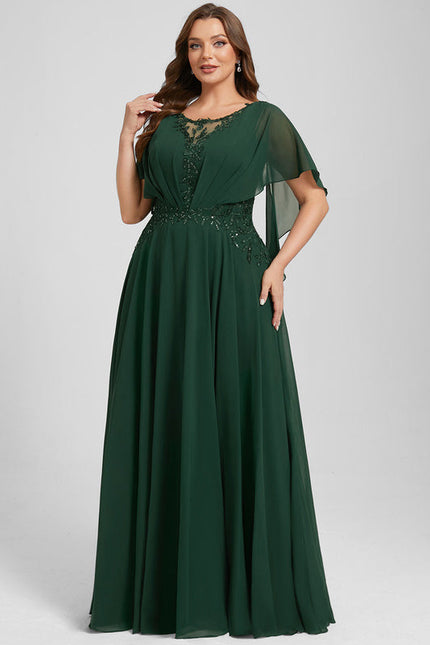 Robe Élégante Verte À Cape - gallery 7