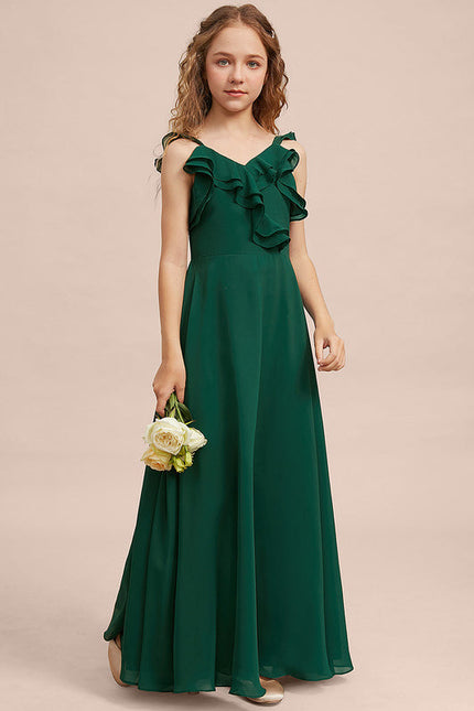 Robe Demoiselle D'Honneur Volants Verts - gallery 3