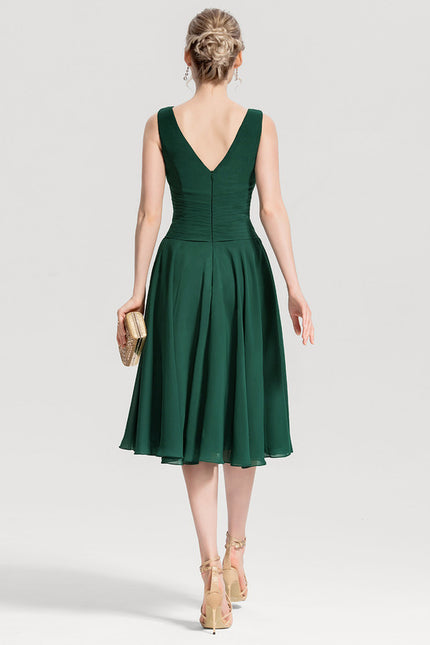 Robe Cocktail Émeraude Fluide Élégante - gallery 4
