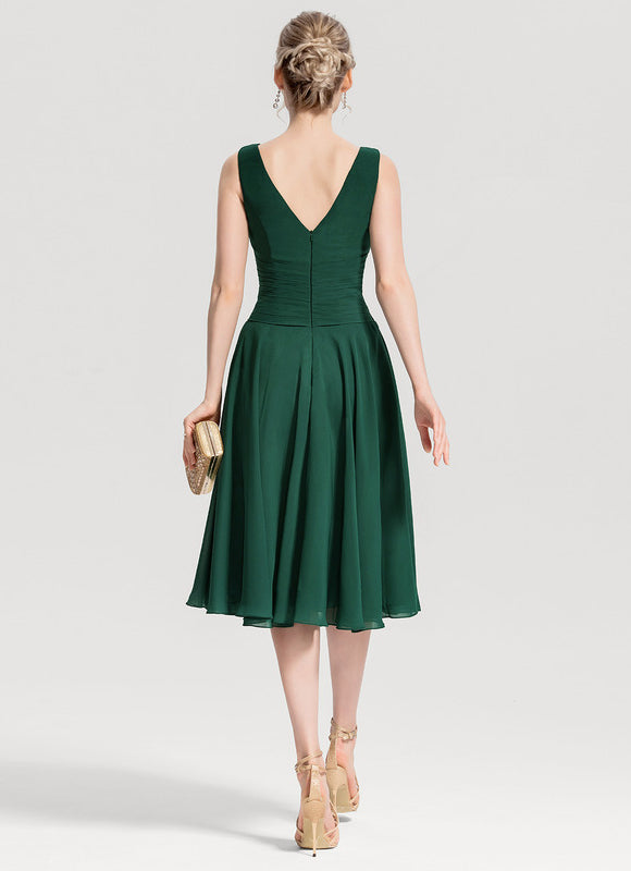 Robe Cocktail Émeraude Fluide Élégante - gallery 4