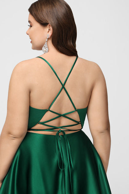 Robe Trapèze Satinée Verte - gallery 8