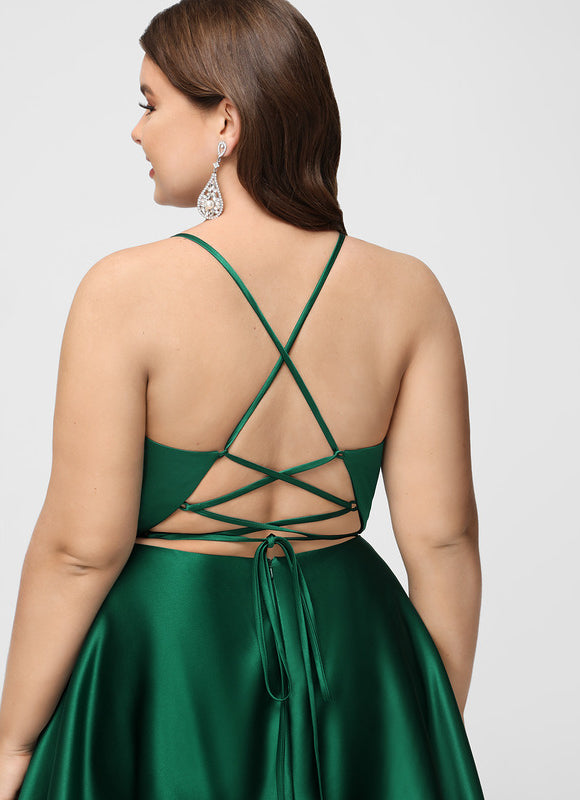 Robe Trapèze Satinée Verte - gallery 8
