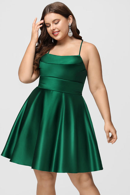 Robe Trapèze Satinée Verte - gallery 7