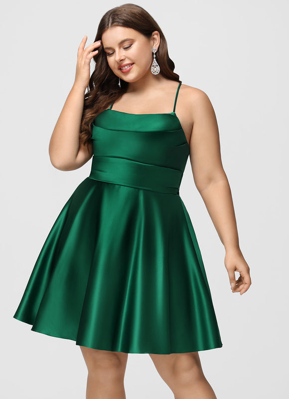 Robe Trapèze Satinée Verte - gallery 7