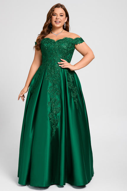 Robe De Bal Verte Satinée - gallery 8