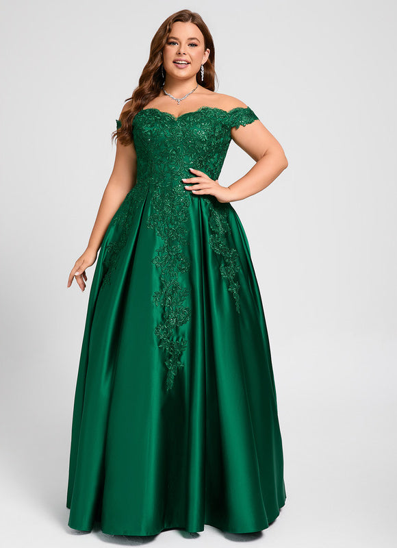 Robe De Bal Verte Satinée - gallery 8