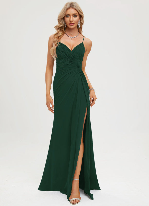 Robe Élégante Mousseline Verte Chic - gallery 7