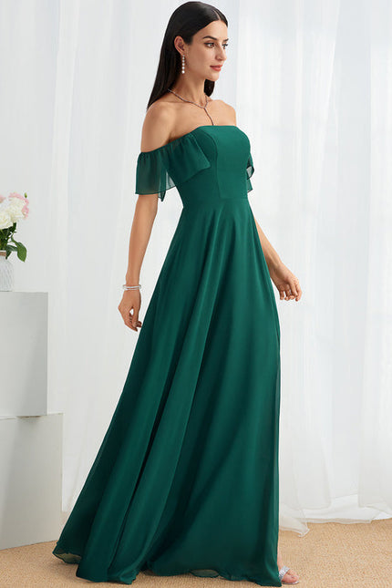 Robe Longue Vert Émeraude À Fente - gallery 1