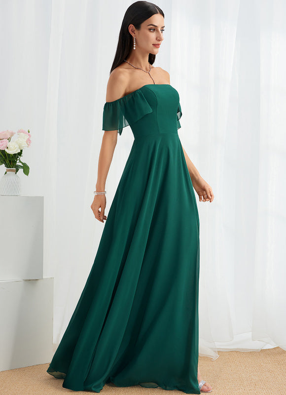 Robe Longue Vert Émeraude À Fente - gallery 1