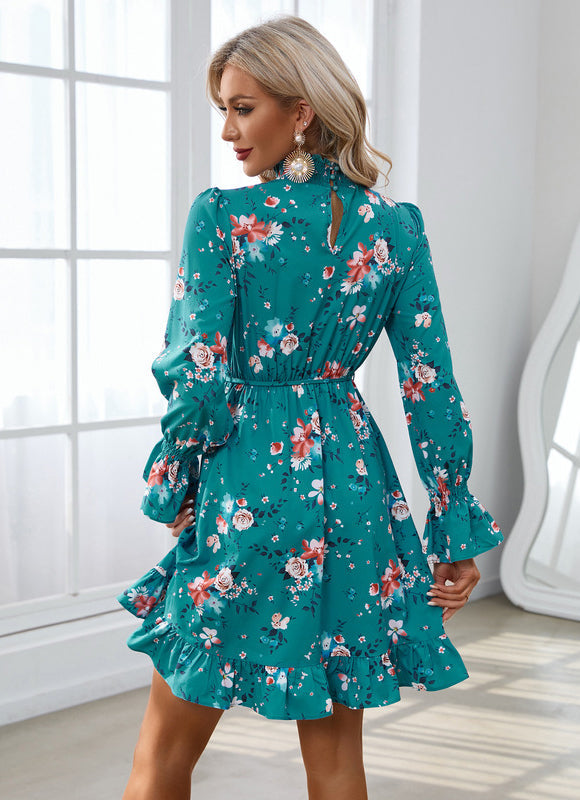 Robe Verte Fleurs Blanches - gallery 5