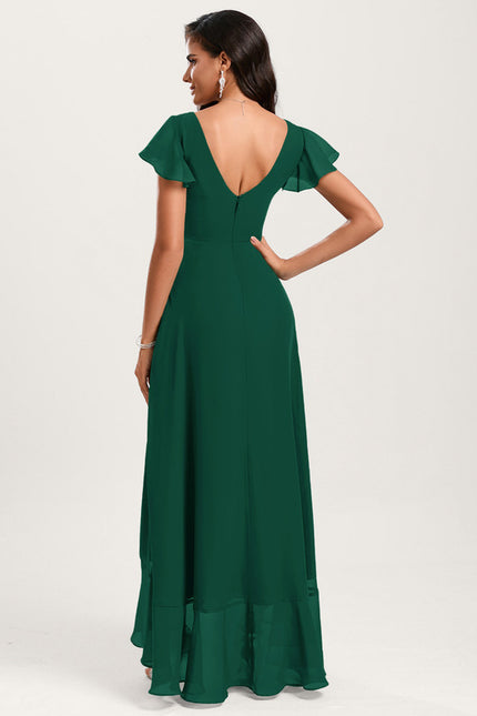 Robe Fluide Vert À Volants Élégante - gallery 1
