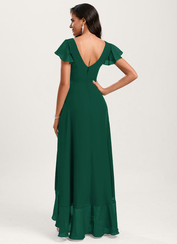 Robe Fluide Vert À Volants Élégante - gallery 1