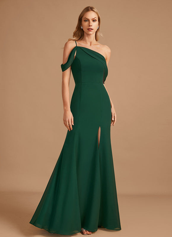 Robe Élégante Asymétrique Verte Chic - gallery 1