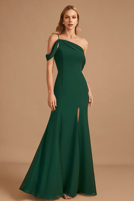 Robe Élégante Asymétrique Verte Chic - gallery 1