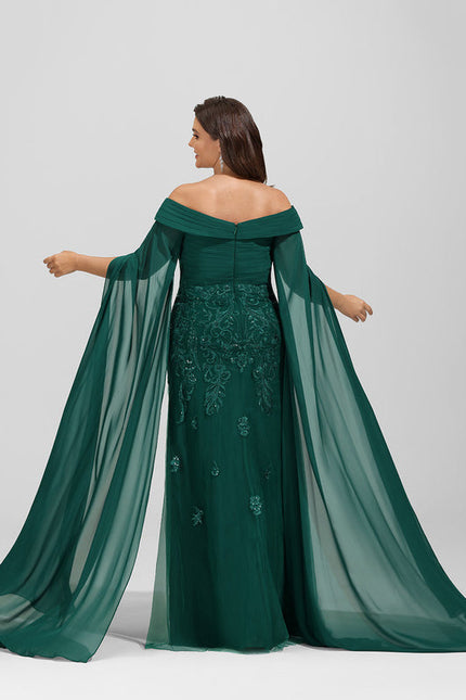 Robe Élégante Épaule Dénudée Verte - gallery 9