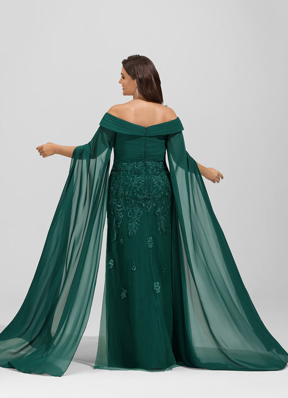 Robe Élégante Épaule Dénudée Verte - gallery 9