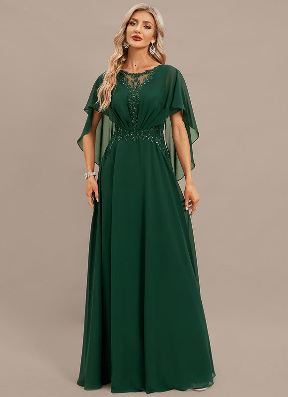 Robe Élégante Verte À Cape - gallery 2