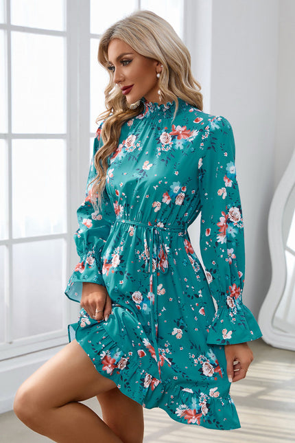 Robe Verte Fleurs Blanches