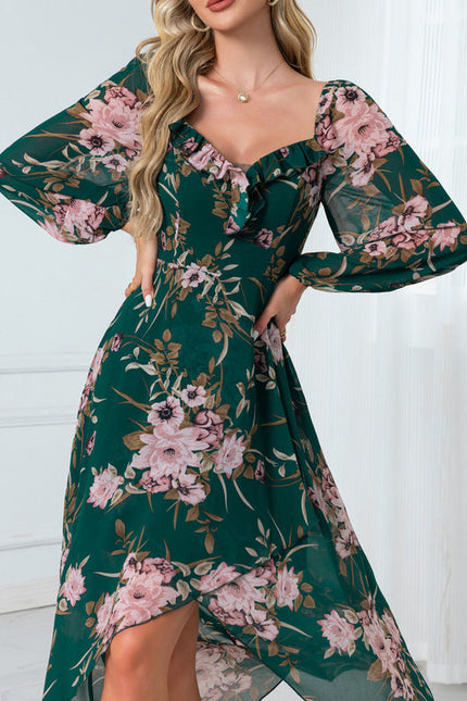 Robe Longue Verte À Fleurs - gallery 2