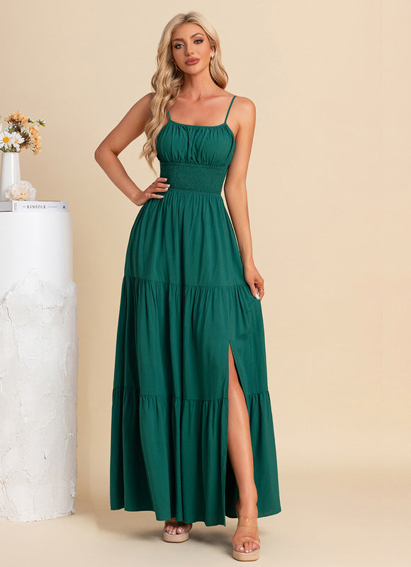 Robe Maxi Émeraude À Volants - gallery 5