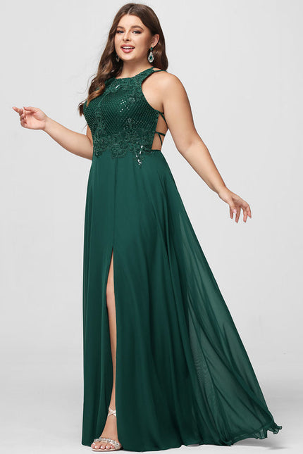 Robe Élégante Verte À Fente - gallery 7
