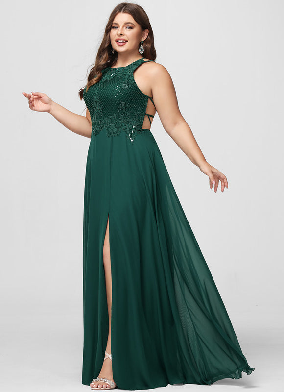 Robe Élégante Verte À Fente - gallery 7