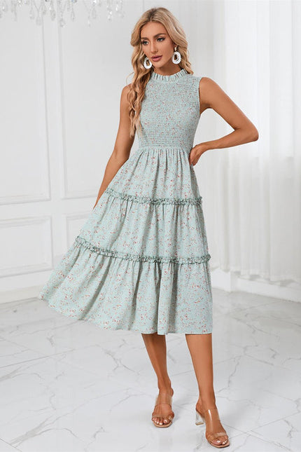 Robe Midi Florale Col Montant Chic - gallery 1