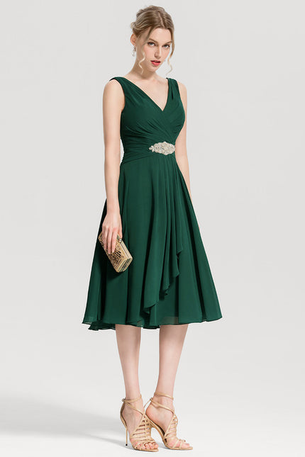 Robe Cocktail Émeraude Fluide Élégante - gallery 3