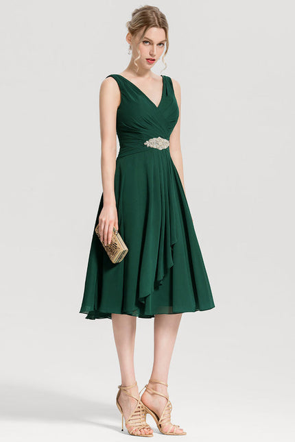 Robe Cocktail Émeraude Fluide Élégante - gallery 3