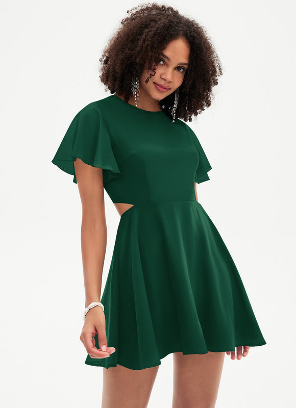 Robe Cocktail Vert Canard - gallery 2
