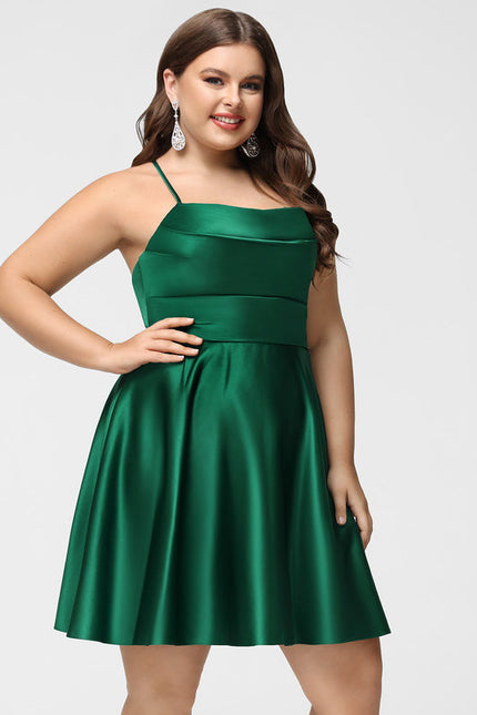 Robe Trapèze Satinée Verte - gallery 9