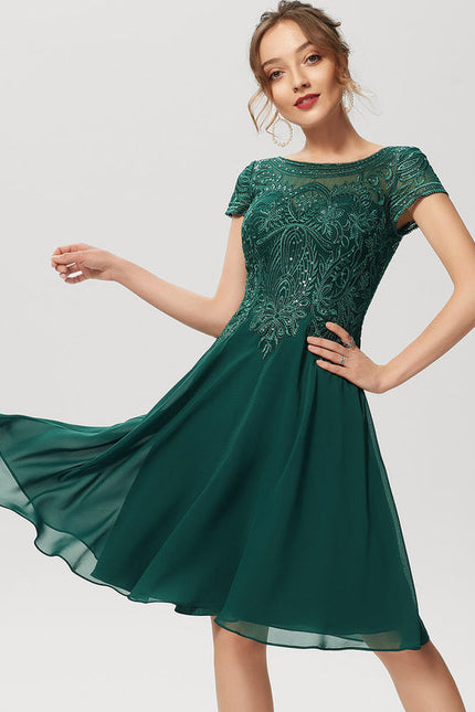 Robe Longue Verte À Broderies - gallery 1