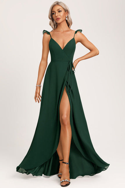 Robe Fluide Chic À Volants Verts - gallery 1