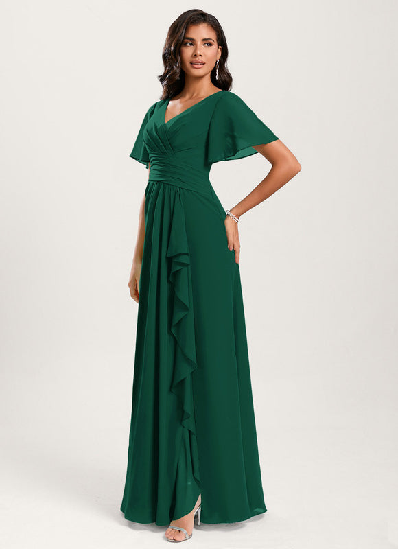 Robe Demoiselle D'Honneur Volants Verts - gallery 3