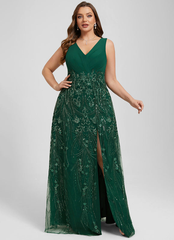 Robe Longue Verte À Paillettes - gallery 8