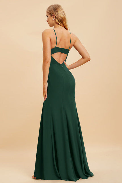 Robe Élégante Verte Fendue Chic - gallery 1