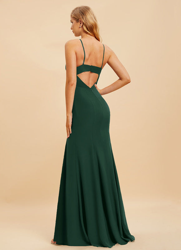 Robe Élégante Verte Fendue Chic - gallery 1