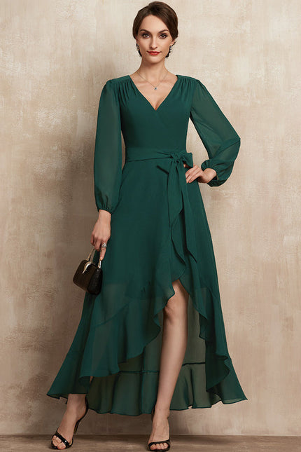 Robe Fluide Chic À Volants Verts - gallery 3