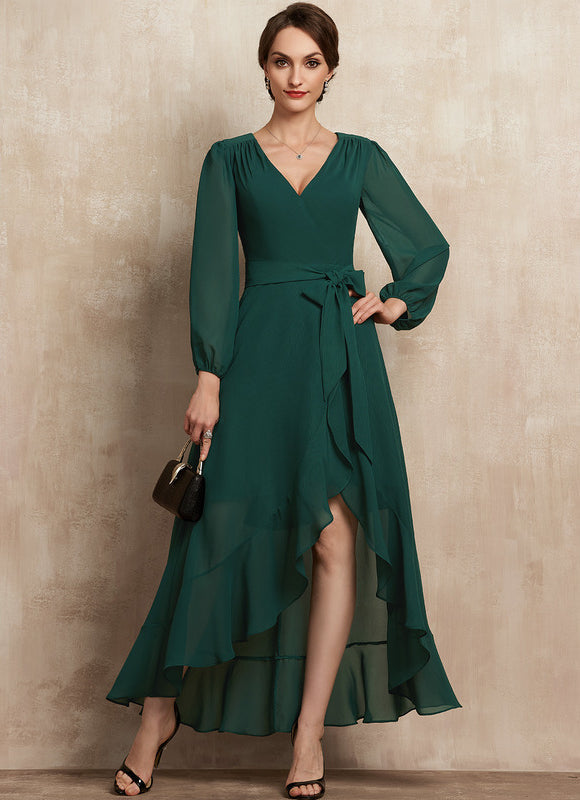 Robe Fluide Chic À Volants Verts - gallery 3