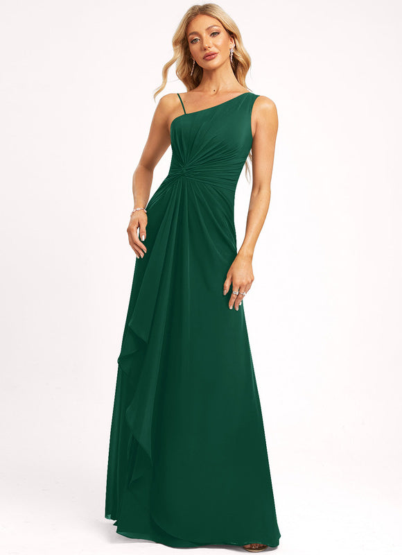 Robe Élégante Asymétrique Verte Chic - gallery 4