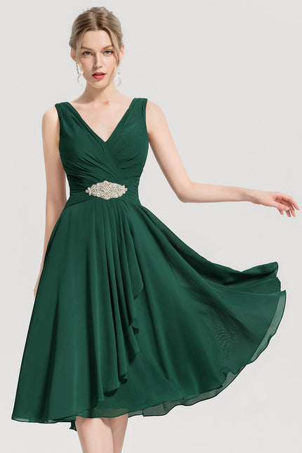 Robe Cocktail Émeraude Fluide Élégante - gallery 7